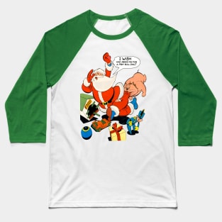 angry dog bites santa claus on merry christmas Retro Comic Vintage Baseball T-Shirt